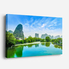 cuadro canvas bosques y naturaleza lago turquesa montañas china horizontal