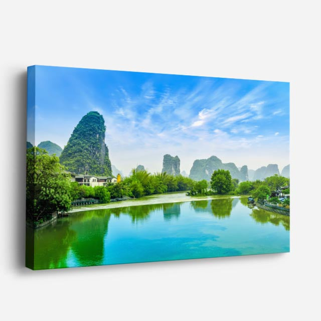 cuadro canvas bosques y naturaleza lago turquesa montañas china horizontal