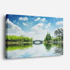 cuadro canvas bosques y naturaleza laguna puente árbol solitario horizontal
