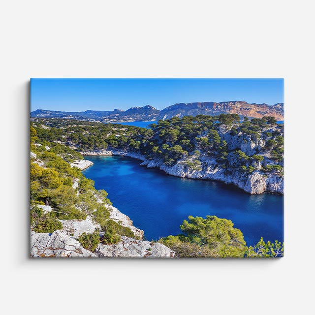 cuadro canvas bosques y naturaleza acantilado río azul profundo horizontal