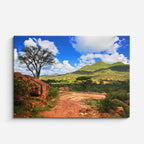 cuadro canvas bosques y naturaleza árbol solitario paisaje rojo horizontal