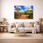 cuadro canvas bosques y naturaleza árbol solitario paisaje rojo horizontal