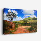 cuadro canvas bosques y naturaleza árbol solitario paisaje rojo horizontal