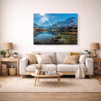 cuadro canvas bosques y naturaleza lago alpino reflejos nevados horizontal