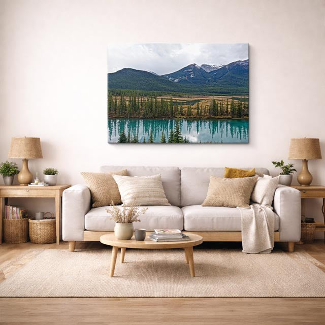 cuadro canvas bosques y naturaleza lago cristalino bosque azul horizontal