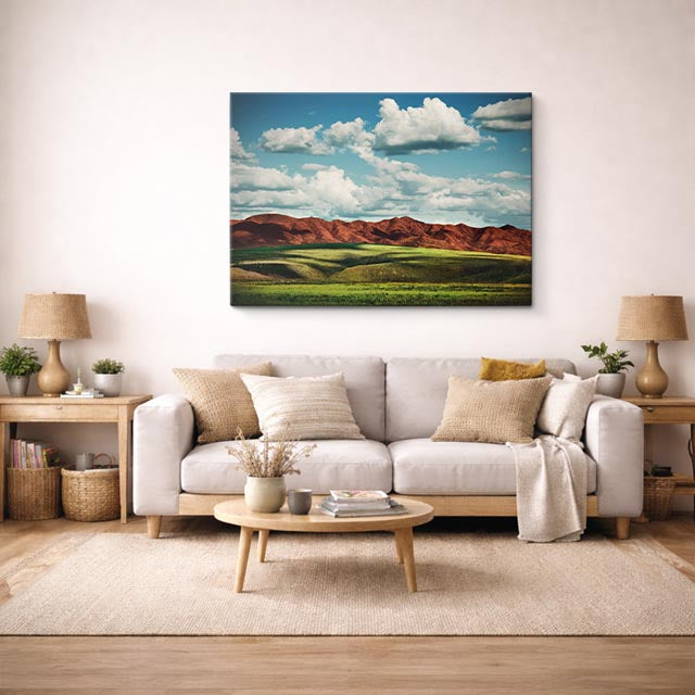 cuadro canvas bosques y naturaleza llanura roja cielo nublado horizontal