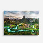 cuadro canvas bosques y naturaleza valle chino río turquesa horizontal