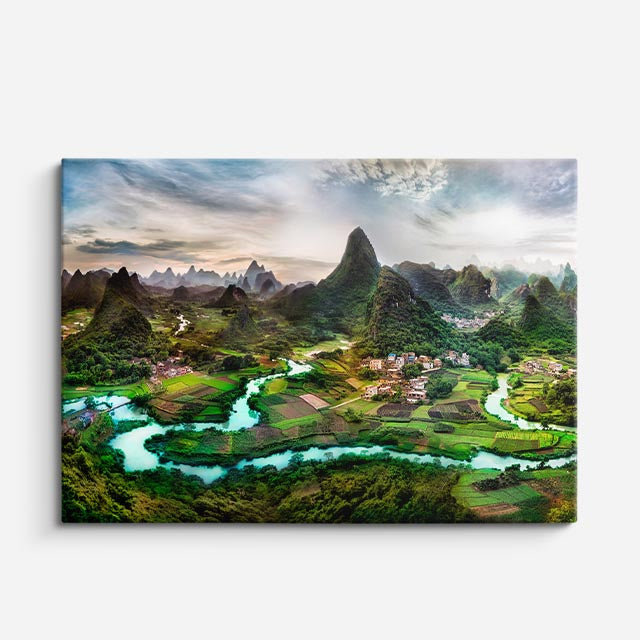 cuadro canvas bosques y naturaleza valle chino río turquesa horizontal
