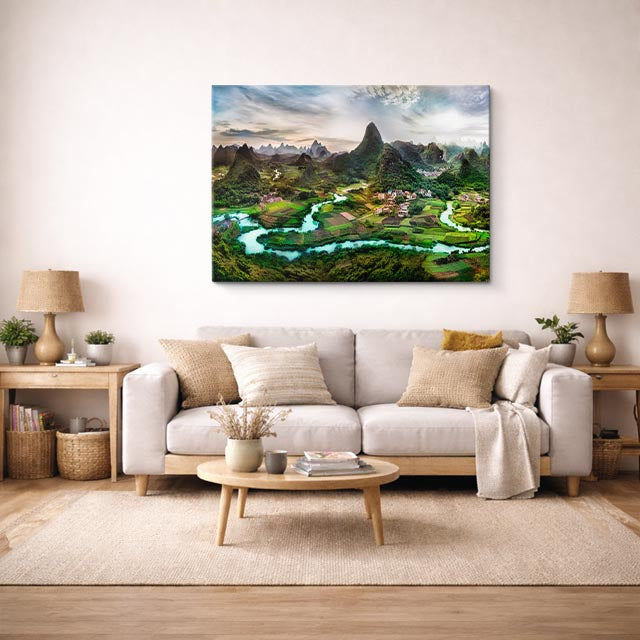 cuadro canvas bosques y naturaleza valle chino río turquesa horizontal