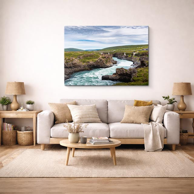 cuadro canvas bosques y naturaleza río entre rocas antiguas horizontal