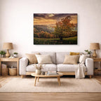 cuadro canvas bosques y naturaleza árbol otoñal rojo dramático horizontal
