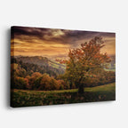 cuadro canvas bosques y naturaleza árbol otoñal rojo dramático horizontal