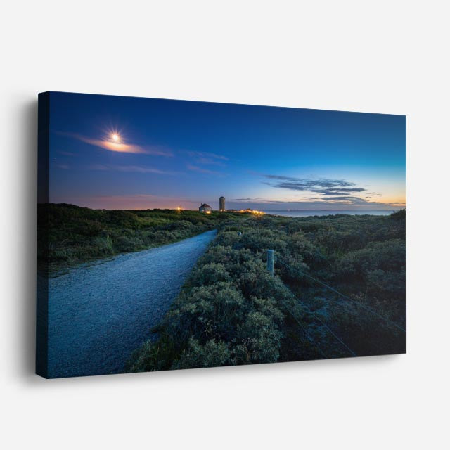 cuadro canvas bosques y naturaleza camino solitario noche azul horizontal