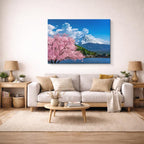 cuadro canvas bosques y naturaleza cerezo rosa monte fuji horizontal