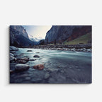 cuadro canvas bosques y naturaleza río glaciar montaña gris horizontal