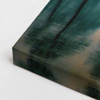 cuadro canvas bosques y naturaleza árbol seco lago teal nublado horizontal
