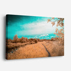 cuadro canvas bosques y naturaleza camino otoñal teal dramático horizontal