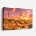 cuadro canvas bosques y naturaleza atardecer molino cielo rosa horizontal