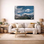 cuadro canvas bosques y naturaleza montañas nevadas cielo dramático horizontal