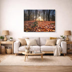 cuadro canvas bosques y naturaleza bosque otoñal hojas en suelo horizontal