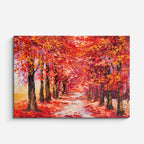 cuadro canvas bosques y naturaleza pintura túnel rojo otoñal horizontal