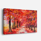 cuadro canvas bosques y naturaleza pintura túnel rojo otoñal horizontal