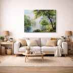 cuadro canvas bosques y naturaleza pintura lago árboles suaves horizontal