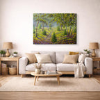 cuadro canvas bosques y naturaleza pintura pradera verde casa rural horizontal