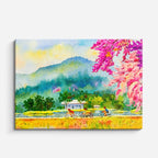 cuadro canvas bosques y naturaleza pintura paisaje cereza casa horizontal