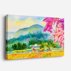 cuadro canvas bosques y naturaleza pintura paisaje cereza casa horizontal