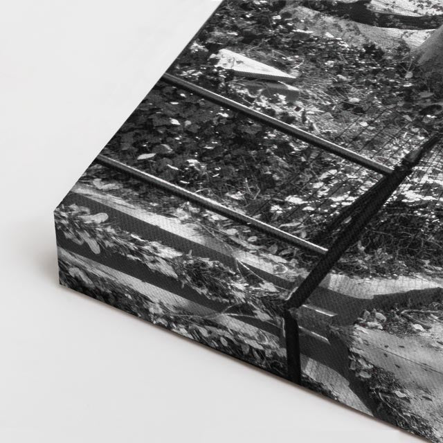 cuadro canvas bosques y naturaleza túnel rojo paseo blanco negro horizontal