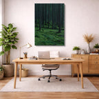 cuadro canvas bosques y naturaleza bosque de pinos oscuro misterioso vertical