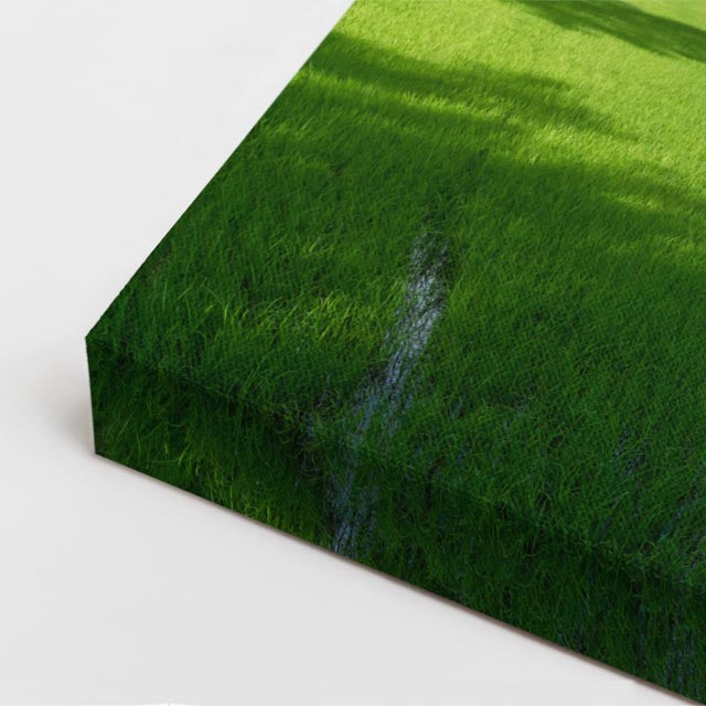 cuadro canvas bosques y naturaleza pradera verde montaña cielo azul vertical