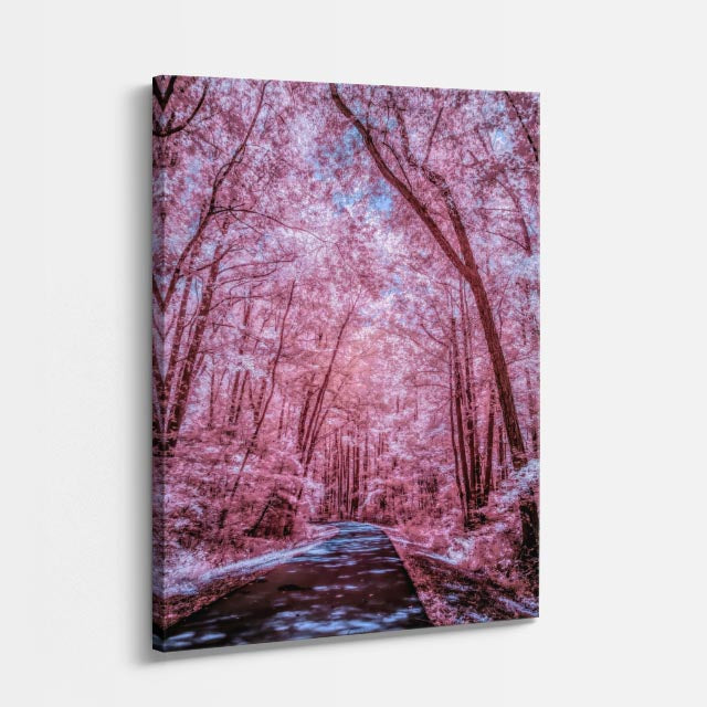 cuadro canvas bosques y naturaleza bosque rosa invierno mágico vertical
