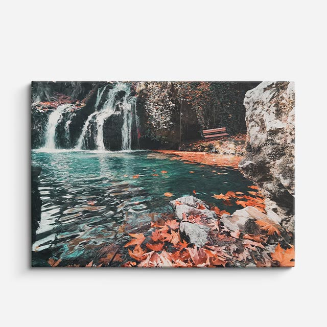 cuadro canvas cascadas cascada roca roja agua turquesa horizontal
