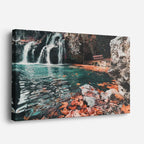cuadro canvas cascadas cascada roca roja agua turquesa horizontal