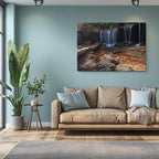 cuadro canvas cascadas cascada otoñal hojas doradas horizontal