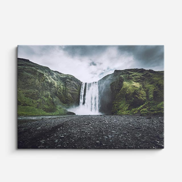 cuadro canvas cascadas cascada solitaria montaña verde horizontal