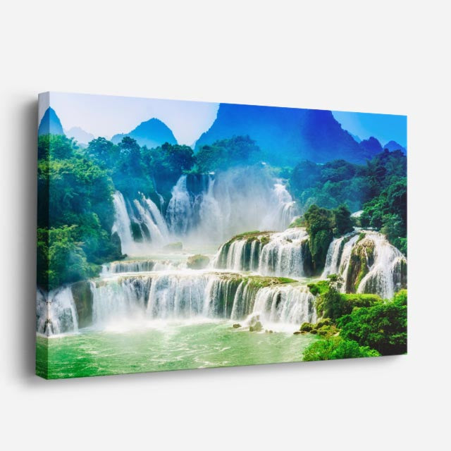 cuadro canvas cascadas cataratas ban gioc selva tropical horizontal