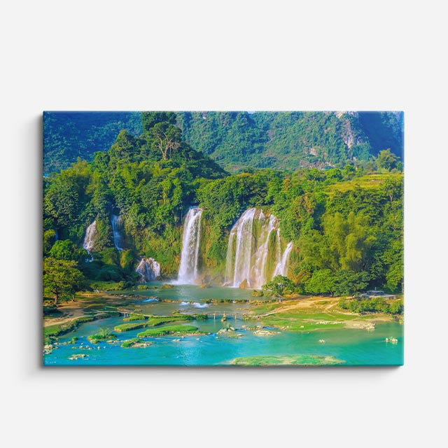 cuadro canvas cascadas cataratas ban gioc vista amplia horizontal