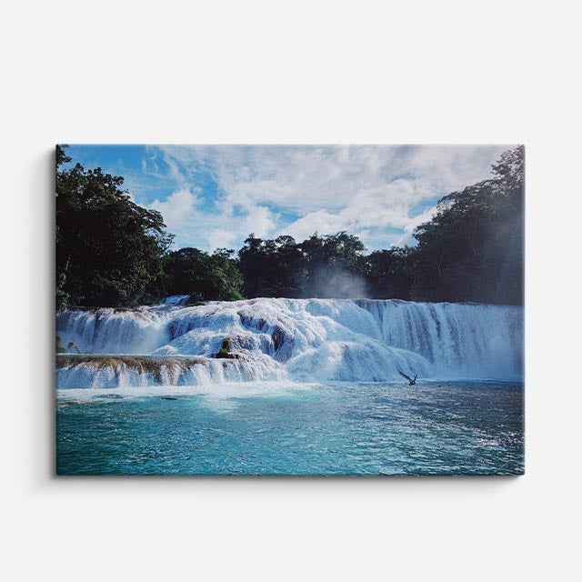 cuadro canvas cascadas cascada tropical neblina azul horizontal
