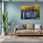 cuadro canvas cascadas cascada otoñal árboles naranja horizontal