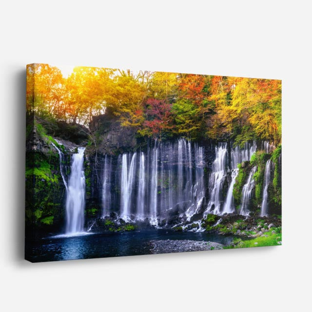 cuadro canvas cascadas cascada otoñal árboles naranja horizontal
