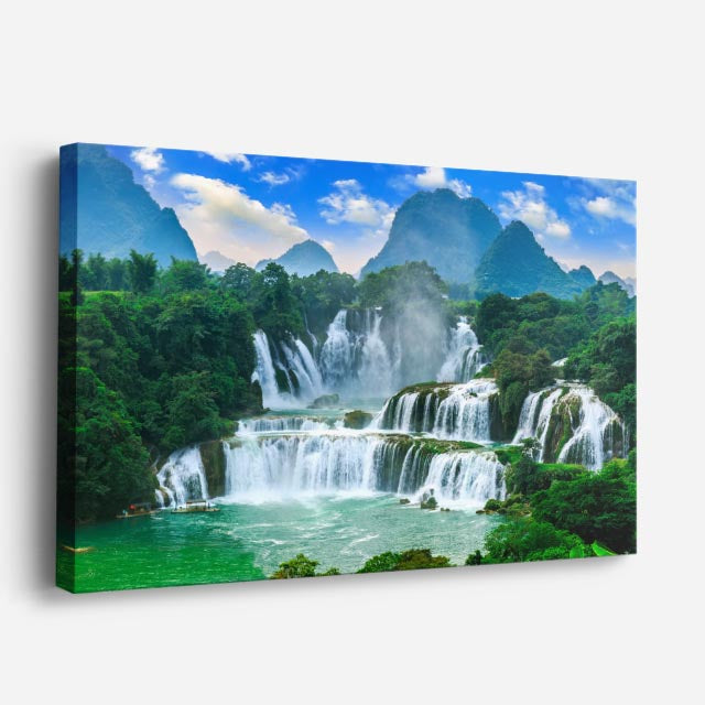 cuadro canvas cascadas cataratas ban gioc atardecer horizontal