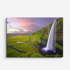 cuadro canvas cascadas cascada islandesa cielo rosa horizontal