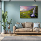 cuadro canvas cascadas cascada islandesa cielo rosa horizontal