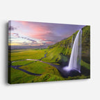 cuadro canvas cascadas cascada islandesa cielo rosa horizontal