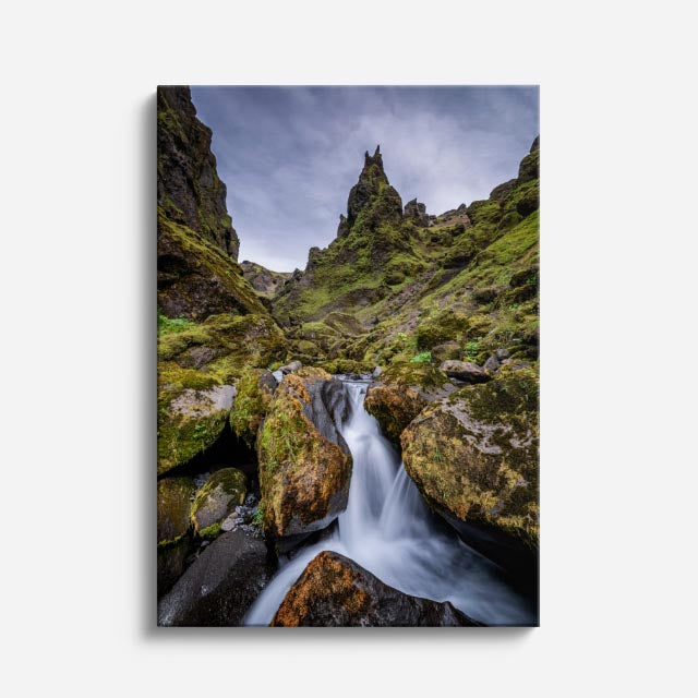 cuadro canvas cascadas cascada islandesa cañón verde vertical