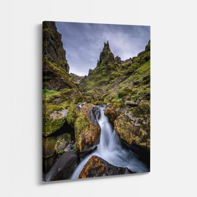 cuadro canvas cascadas cascada islandesa cañón verde vertical