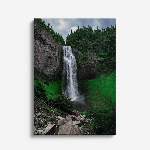 cuadro canvas cascadas cascada pared de roca verde vertical